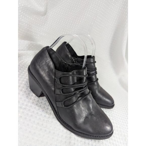 ROCKET DOG! BLACK SIDE ZIPPER LACE-UP FRONT CHUNKY HEEL BOOTIE HEELS! SZ 8.5 - Picture 3 of 7